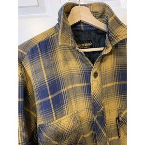 Vintage Billion‎ Bay New York Button Down Shirt Jacket Sz L Yellow Blue